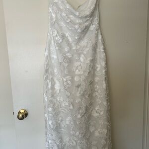 12th Tribe Leilani white floral textured strapless dress